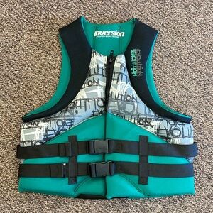 Inversion Teal and Black Life Vest Adult XL 44-48” EUC